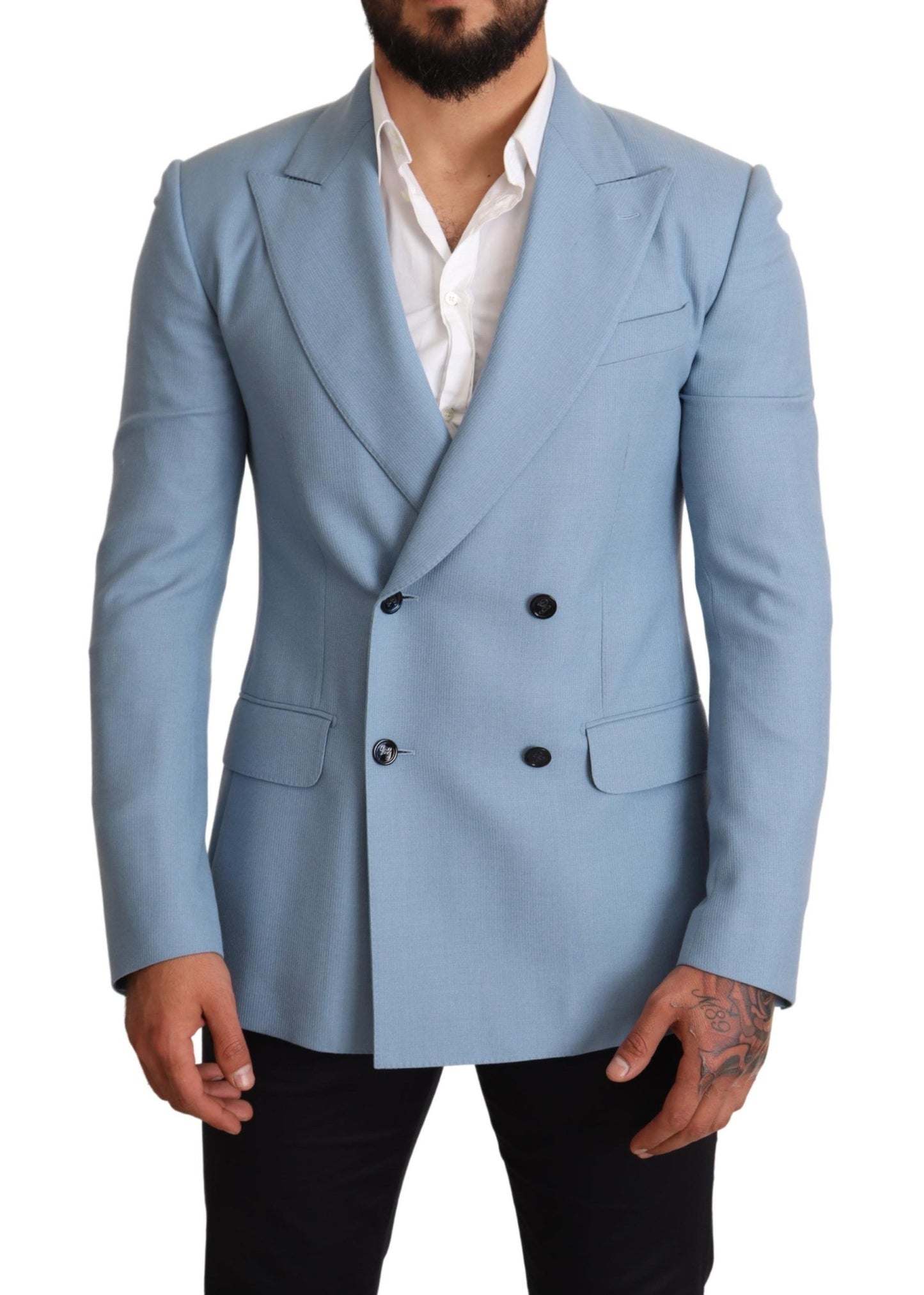 Dolce & Gabbana Elegant Blue Cashmere-Silk Men's Blazer Dolce & Gabbana