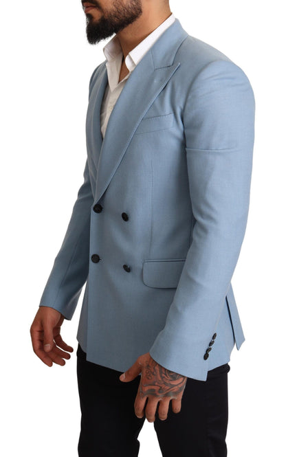 Dolce & Gabbana Elegant Blue Cashmere-Silk Men's Blazer Dolce & Gabbana