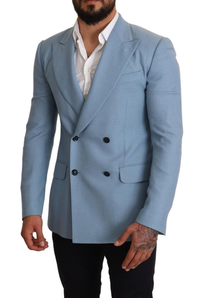 Dolce & Gabbana Elegant Blue Cashmere-Silk Men's Blazer Dolce & Gabbana