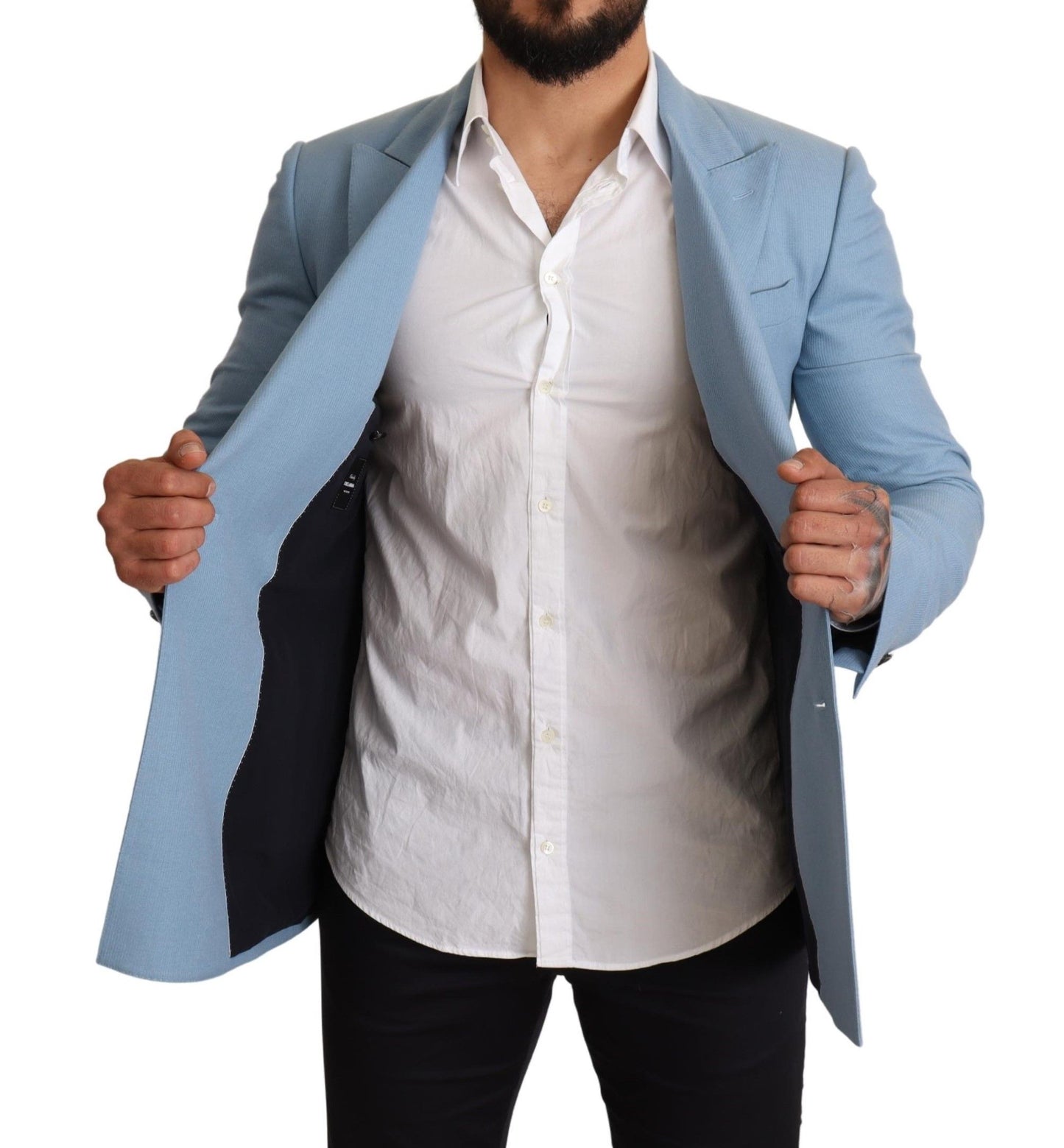 Dolce & Gabbana Elegant Blue Cashmere-Silk Men's Blazer Dolce & Gabbana