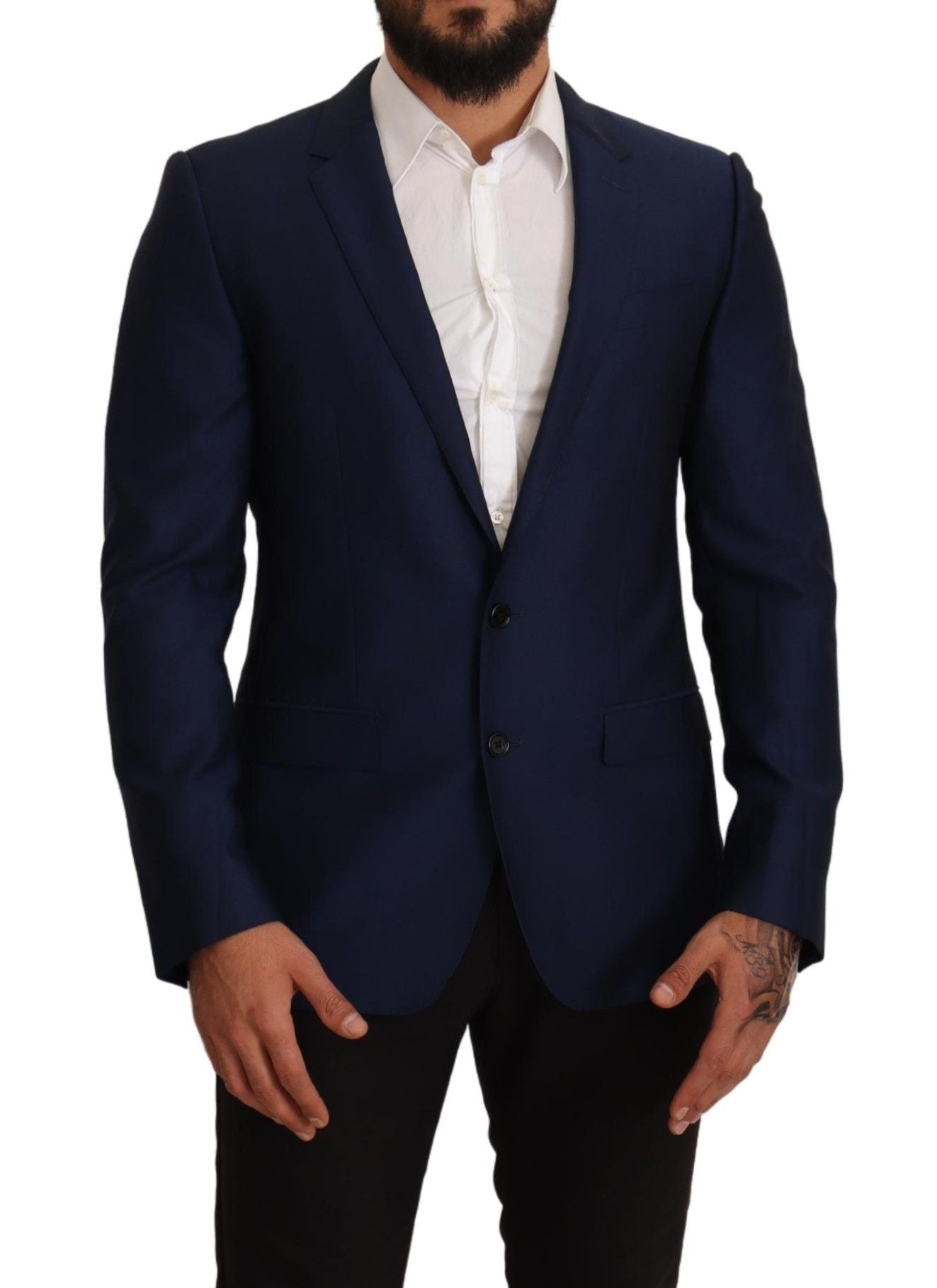 Dolce & Gabbana Navy Blue Virgin Wool Martini Blazer Dolce & Gabbana