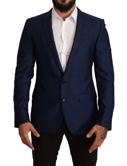 Dolce & Gabbana Navy Blue Virgin Wool Martini Blazer Dolce & Gabbana