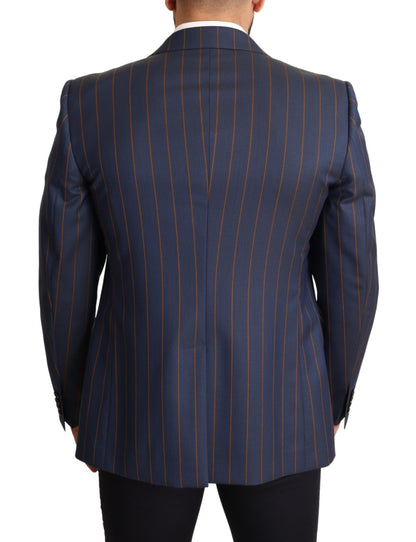 Dolce & Gabbana Elegant Slim Fit Blue Striped Wool Blazer Dolce & Gabbana