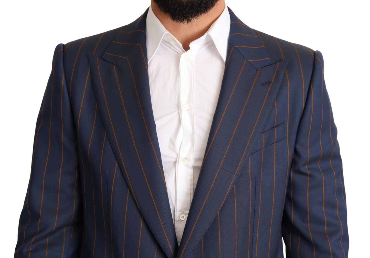 Dolce & Gabbana Elegant Slim Fit Blue Striped Wool Blazer Dolce & Gabbana