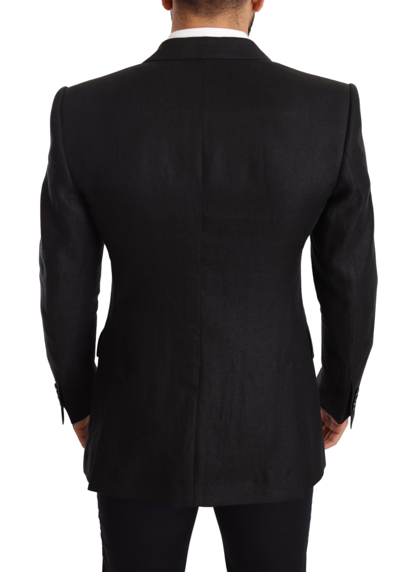 Dolce & Gabbana Elegant Slim Fit Black Linen Blazer Dolce & Gabbana