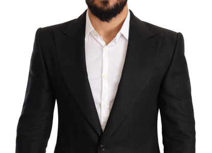 Dolce & Gabbana Elegant Slim Fit Black Linen Blazer Dolce & Gabbana