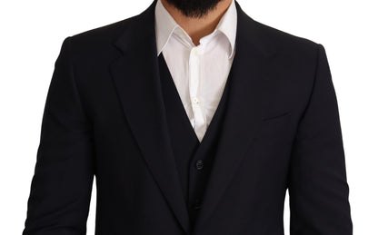 Dolce & Gabbana Elegant Dark Blue Wool Blend Martini Suit Dolce & Gabbana