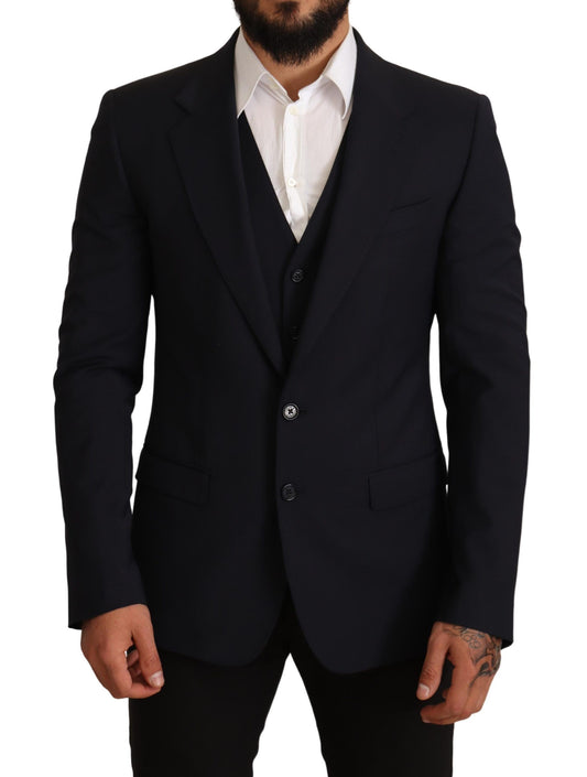 Dolce & Gabbana Elegant Dark Blue Wool Blend Martini Suit Dolce & Gabbana