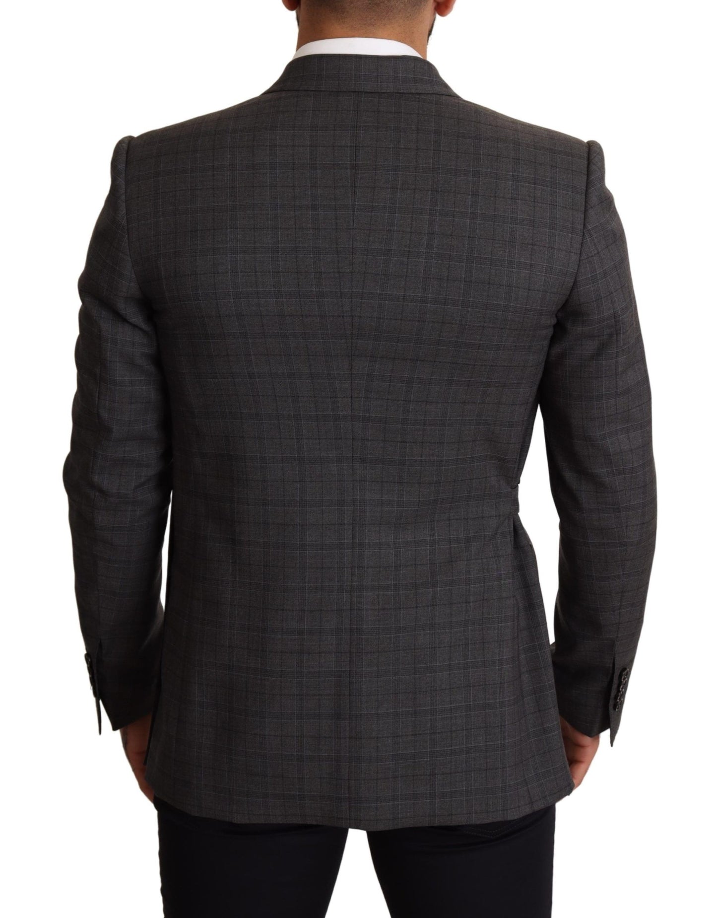 Dolce & Gabbana Chic Gray Check Martini Slim Fit Double-Breasted Blazer Dolce & Gabbana