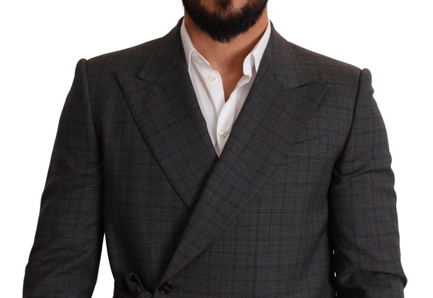 Dolce & Gabbana Chic Gray Check Martini Slim Fit Double-Breasted Blazer Dolce & Gabbana