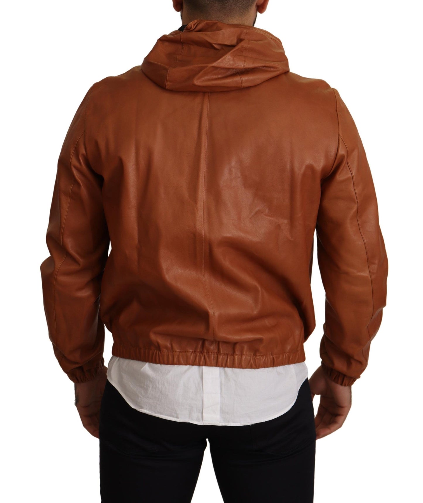 Dolce & Gabbana Elegant Brown Leather Bomber Jacket Dolce & Gabbana