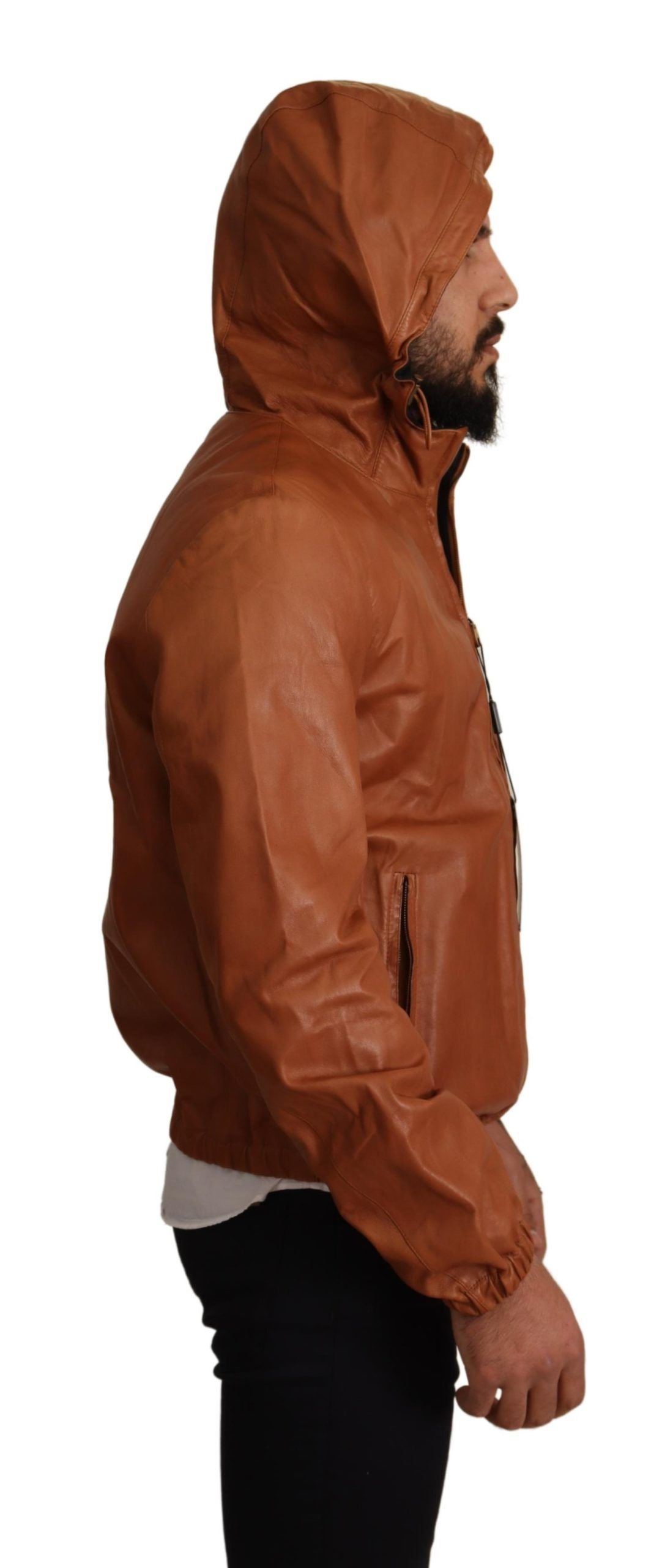 Dolce & Gabbana Elegant Brown Leather Bomber Jacket Dolce & Gabbana