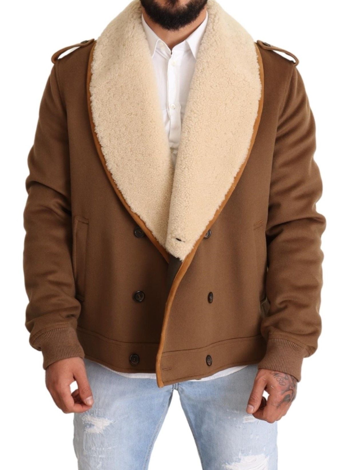 Dolce & Gabbana Elegant Double Breasted Shearling Jacket Dolce & Gabbana