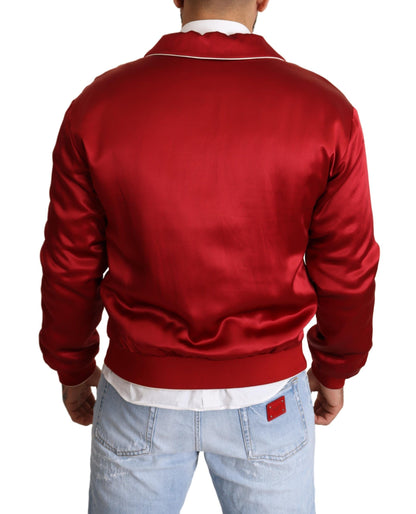 Dolce & Gabbana Sumptuous Silk Red Bomber Jacket Dolce & Gabbana