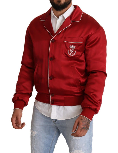 Dolce & Gabbana Sumptuous Silk Red Bomber Jacket Dolce & Gabbana