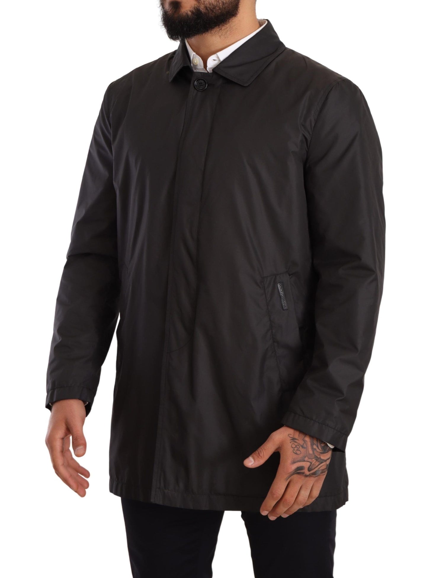 Dolce & Gabbana Elegant Black Trench Coat for Sophisticated Men Dolce & Gabbana