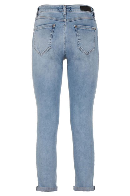 Chic Imperfect Blue Cotton Blend Denim Imperfect