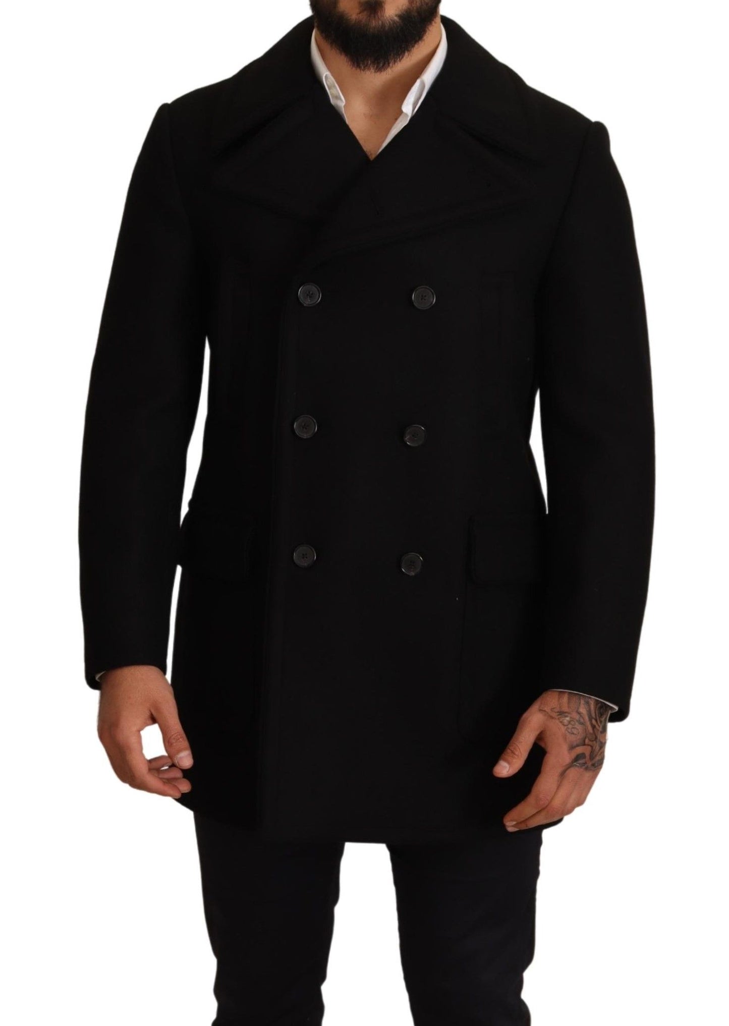 Dolce & Gabbana Elegant Black Double Breasted Trench Coat Dolce & Gabbana