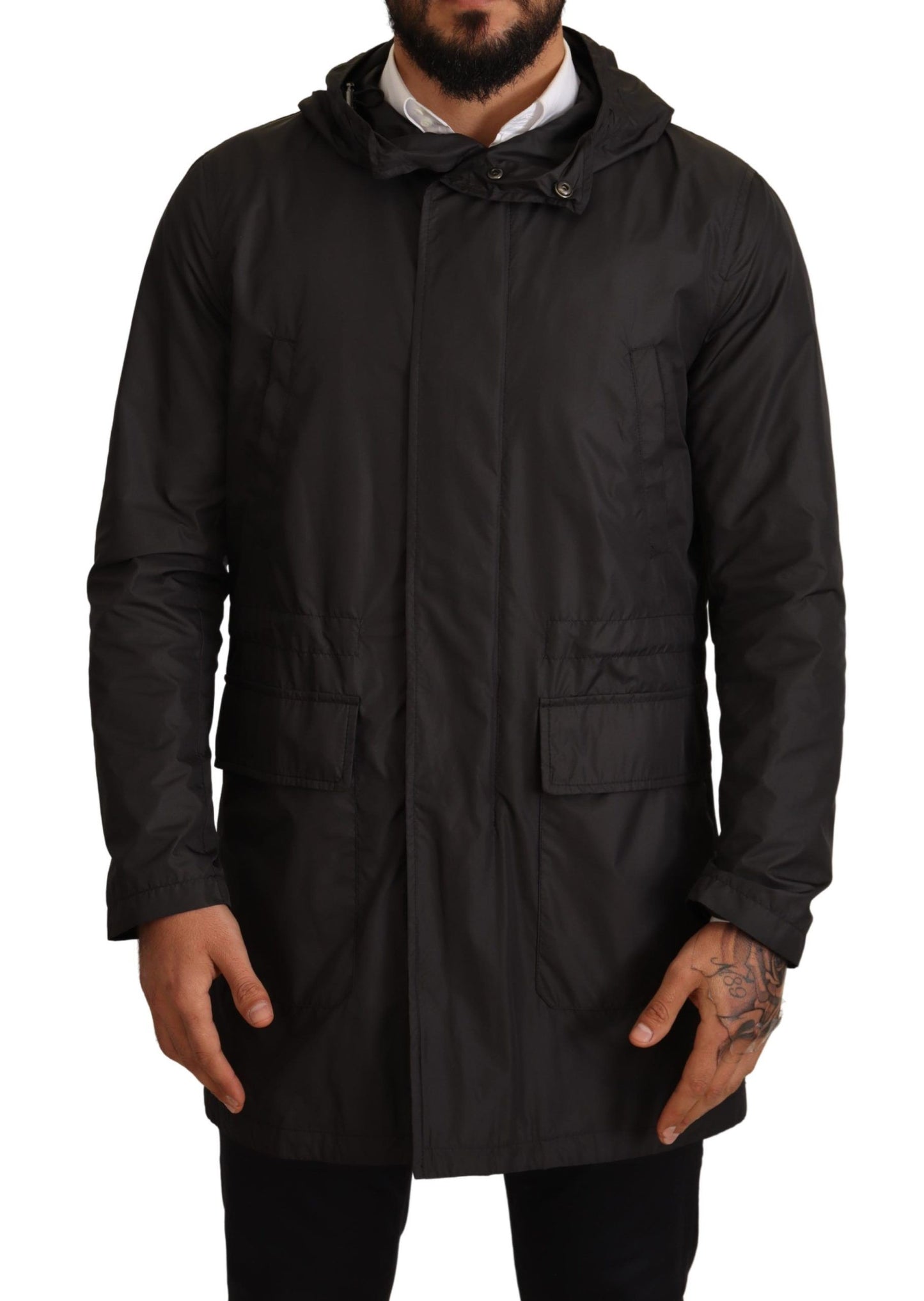 Dolce & Gabbana Chic Hooded Blouson Coat in Timeless Black Dolce & Gabbana