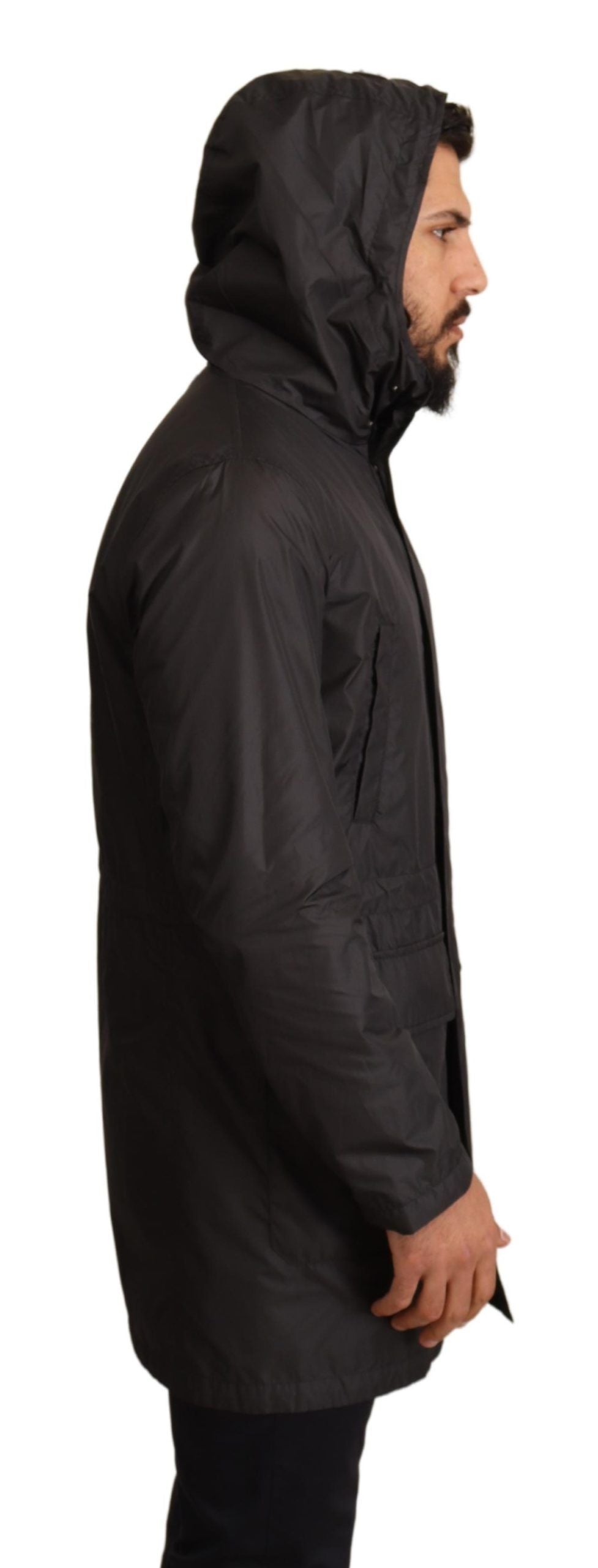 Dolce & Gabbana Chic Hooded Blouson Coat in Timeless Black Dolce & Gabbana