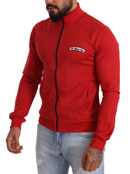 Dolce & Gabbana Elegant Red Full Zip Sweater with DG Motor Club Motif Dolce & Gabbana