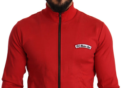 Dolce & Gabbana Elegant Red Full Zip Sweater with DG Motor Club Motif Dolce & Gabbana