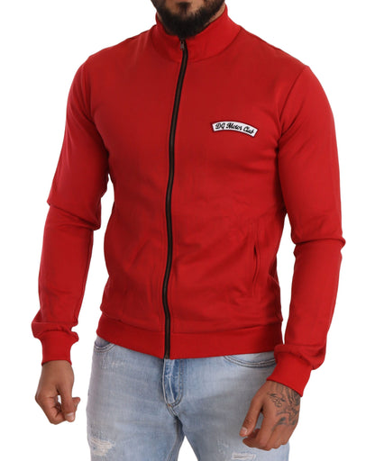 Dolce & Gabbana Elegant Red Full Zip Sweater with DG Motor Club Motif Dolce & Gabbana