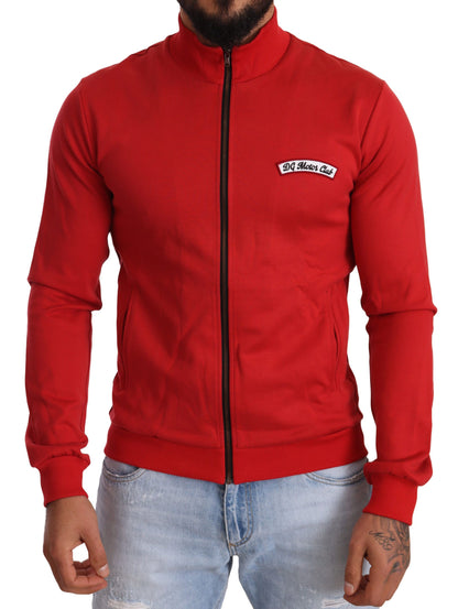 Dolce & Gabbana Elegant Red Full Zip Sweater with DG Motor Club Motif Dolce & Gabbana