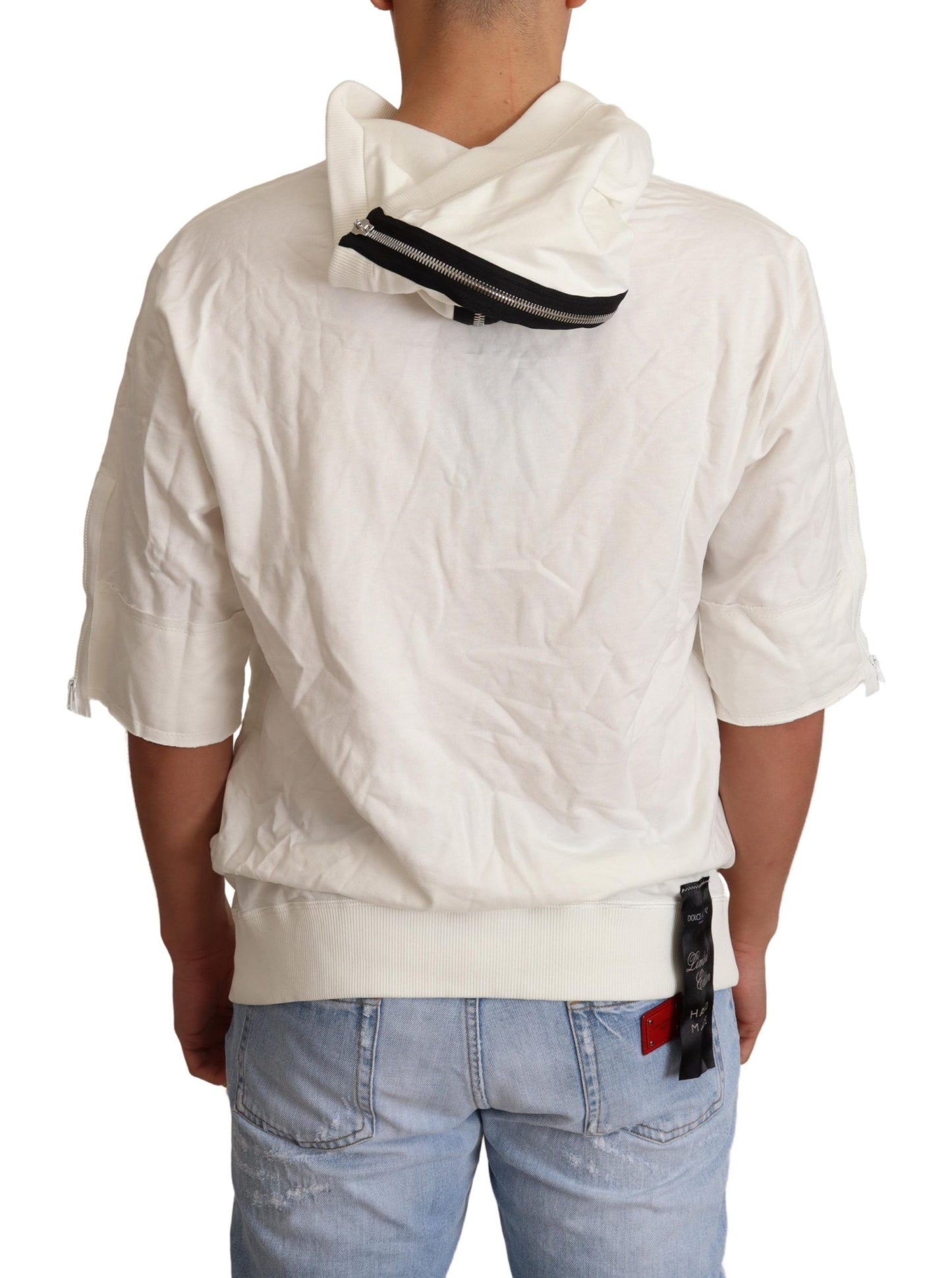 Dolce & Gabbana Exquisite Off-White Cotton Hooded Sweater Dolce & Gabbana