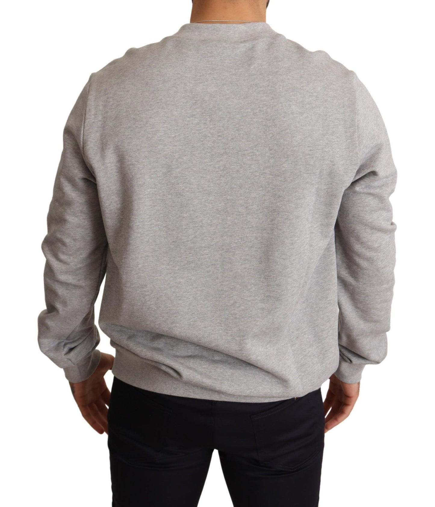 Dolce & Gabbana Regal Crown Cotton Sweater - Sophisticated Gray Dolce & Gabbana