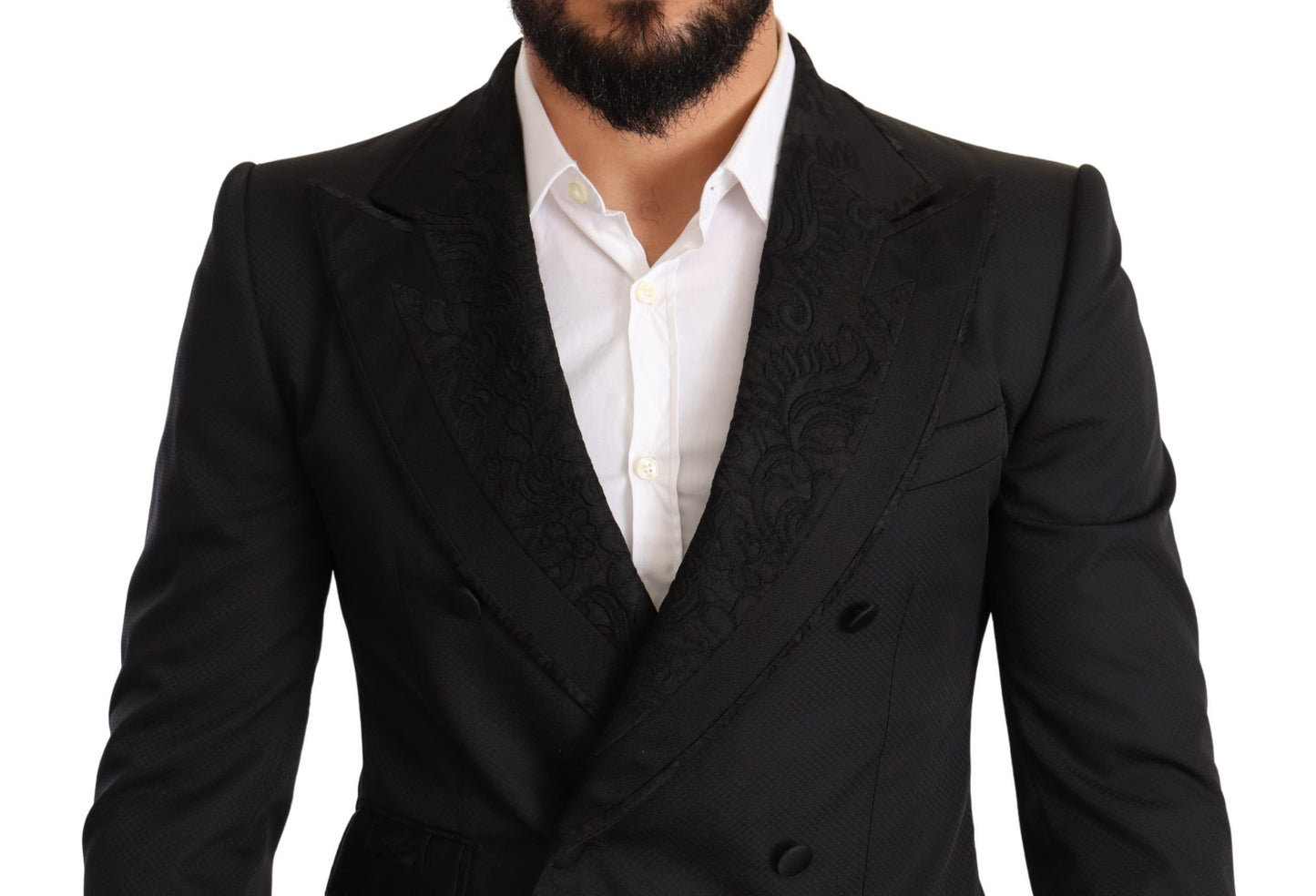 Dolce & Gabbana Elegant Black Floral Brocade Suit Dolce & Gabbana