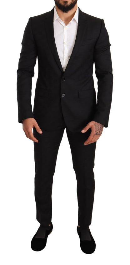 Dolce & Gabbana Elegant Martini Black Wool Suit Dolce & Gabbana