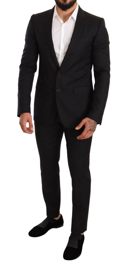 Dolce & Gabbana Elegant Martini Black Wool Suit Dolce & Gabbana