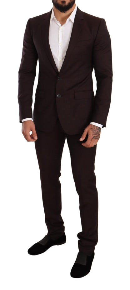 Dolce & Gabbana Elegant Bordeaux Striped Martini Suit Dolce & Gabbana