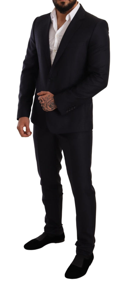 Dolce & Gabbana Elegant Slim Fit Jacquard Suit in Blue Dolce & Gabbana