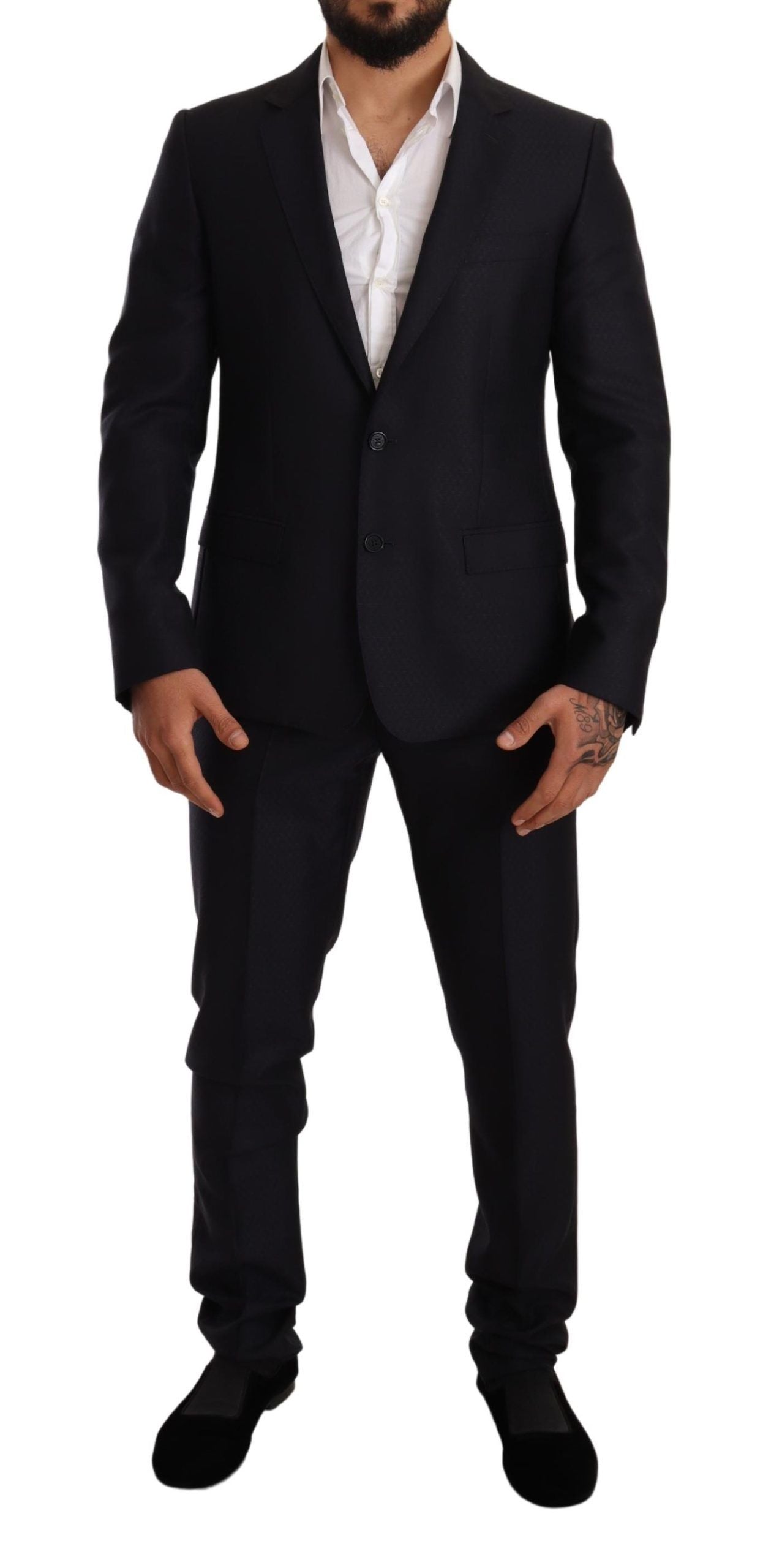 Dolce & Gabbana Elegant Slim Fit Jacquard Suit in Blue Dolce & Gabbana