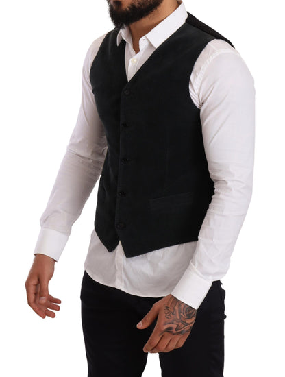 Dolce & Gabbana Elegant Black Cotton Formal Dress Vest Dolce & Gabbana