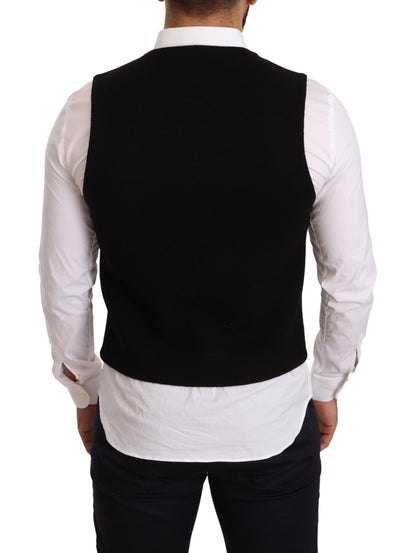 Dolce & Gabbana Elegant Black Cotton Formal Dress Vest Dolce & Gabbana