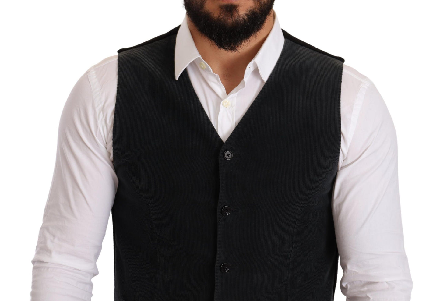 Dolce & Gabbana Elegant Black Cotton Formal Dress Vest Dolce & Gabbana