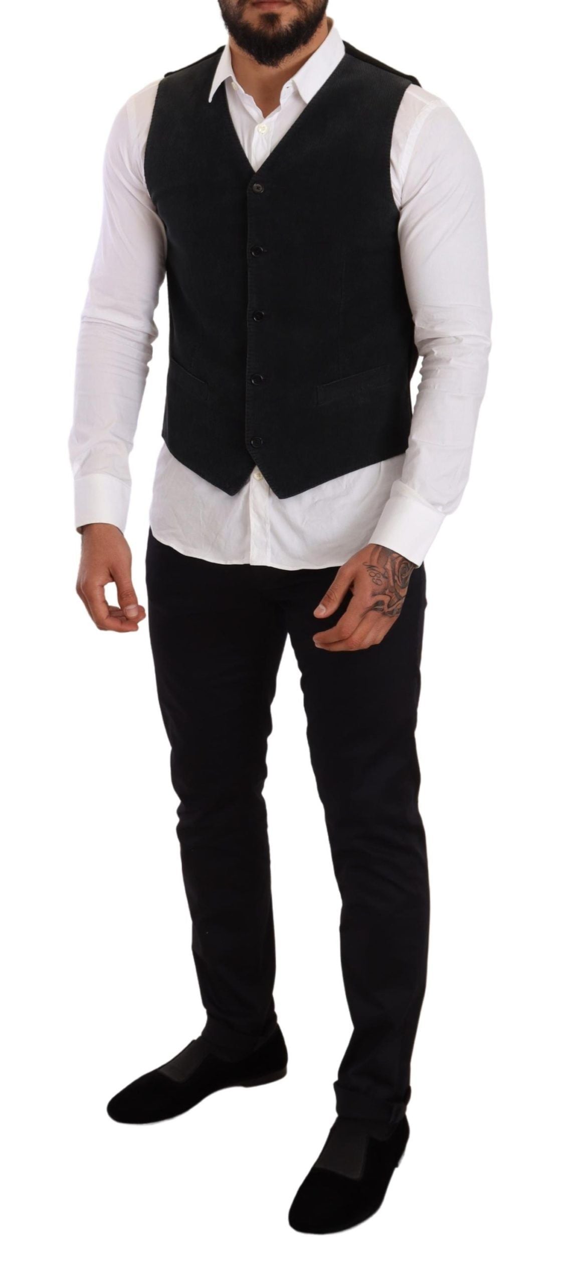 Dolce & Gabbana Elegant Black Cotton Formal Dress Vest Dolce & Gabbana