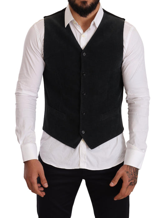 Dolce & Gabbana Elegant Black Cotton Formal Dress Vest Dolce & Gabbana