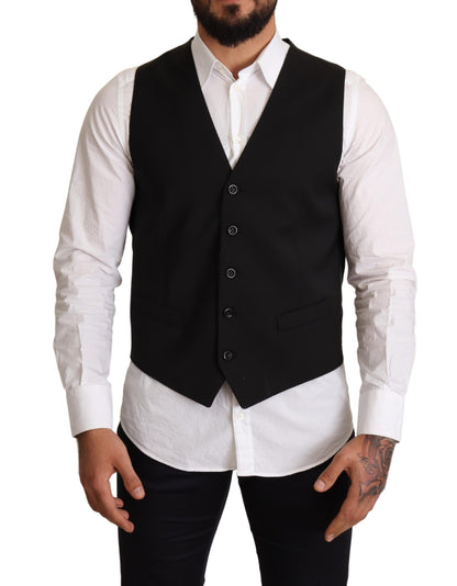 Dolce & Gabbana Elegant Black Formal Dress Vest Dolce & Gabbana