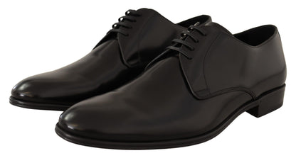 Dolce & Gabbana Elegant Black Leather Derby Shoes Dolce & Gabbana