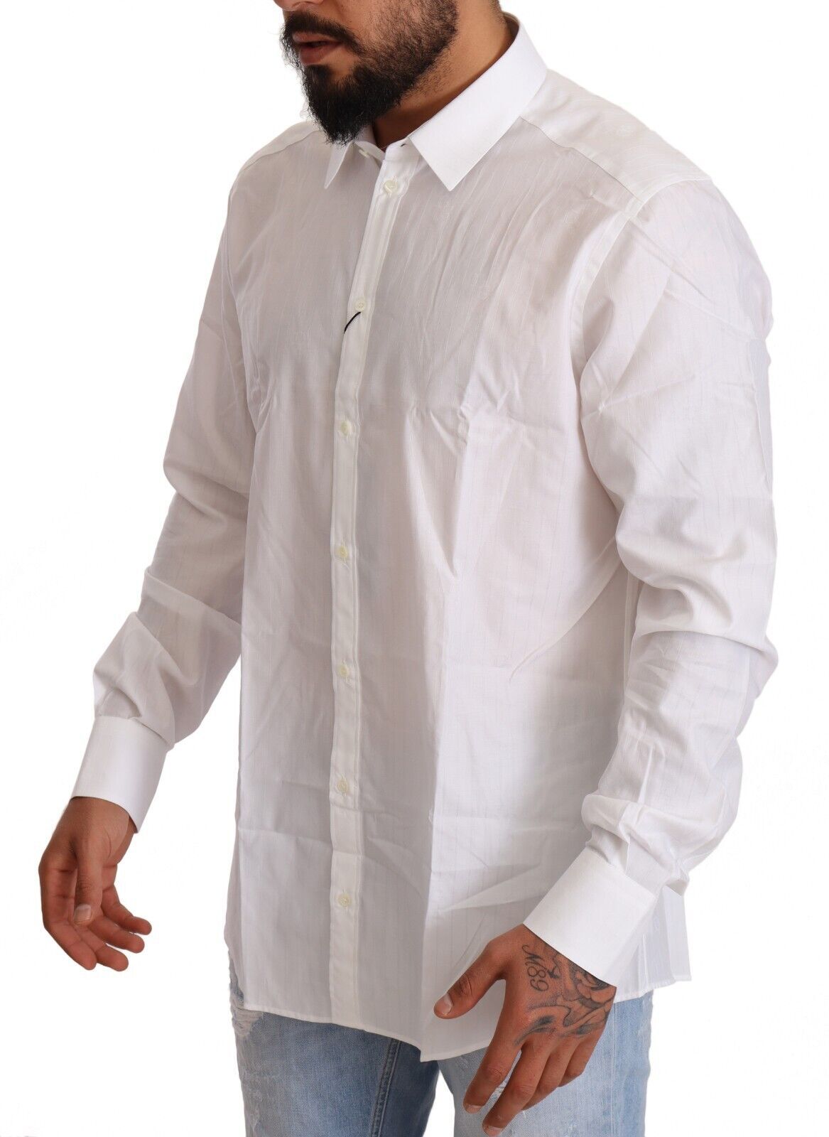 Dolce & Gabbana White Cotton Martini Fit Shirt Dolce & Gabbana