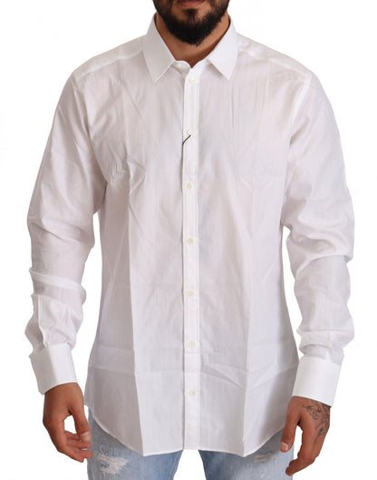 Dolce & Gabbana White Cotton Martini Fit Shirt Dolce & Gabbana