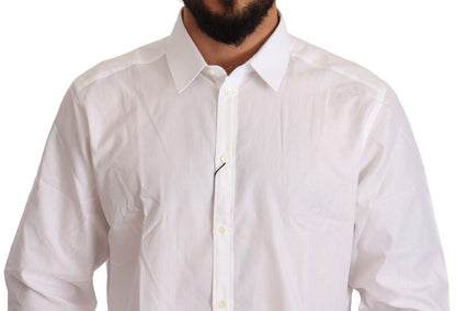 Dolce & Gabbana White Cotton Martini Fit Shirt Dolce & Gabbana