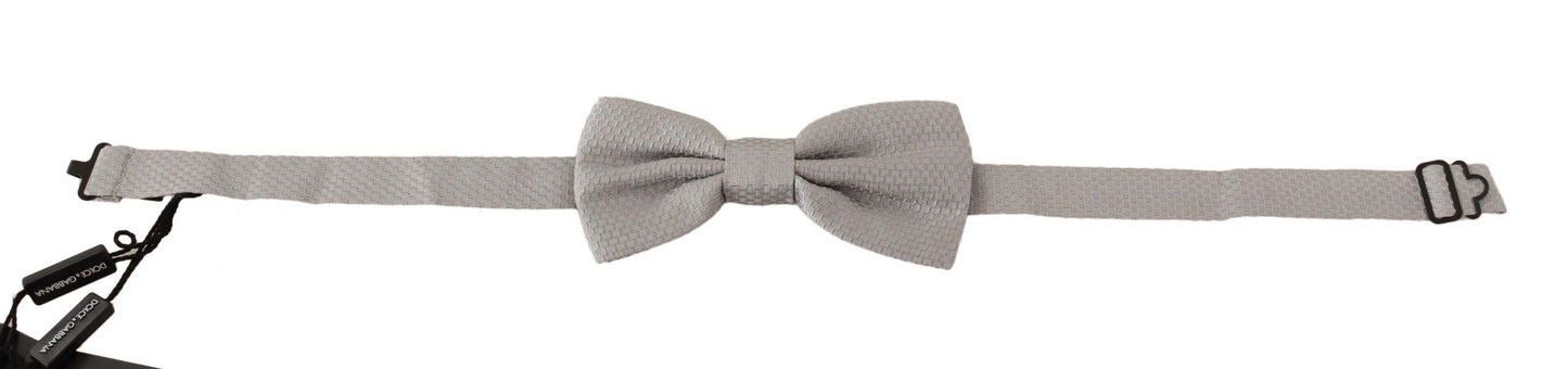 Dolce & Gabbana Elegant Silver Silk Bow Tie Dolce & Gabbana