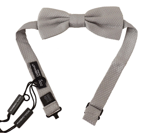 Dolce & Gabbana Elegant Silver Silk Bow Tie Dolce & Gabbana