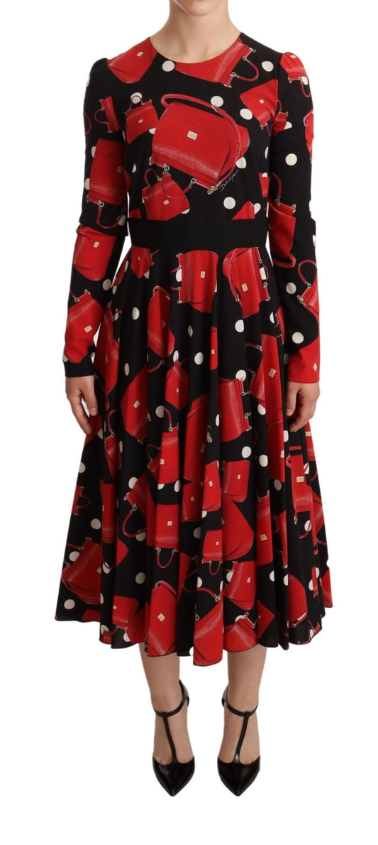 Dolce & Gabbana Elegant Sicily Print Flared Midi Dress Dolce & Gabbana