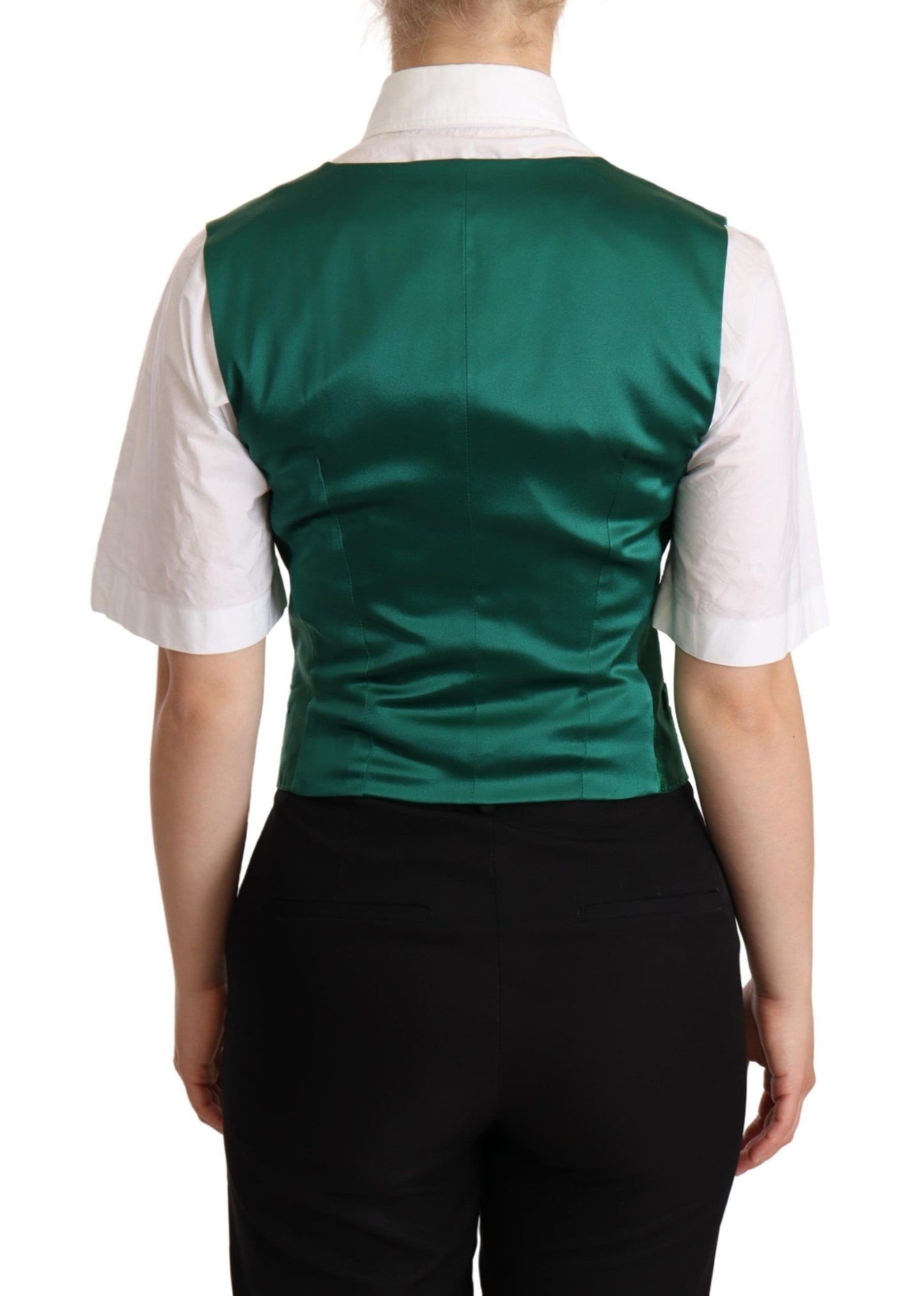 Dolce & Gabbana Elegant Green Silk Blend Waistcoat Dolce & Gabbana